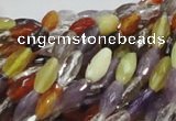 CMQ24 15.5 inches 5*10mm faceted rice multicolor quartz beads