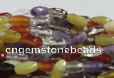 CMQ25 15.5 inches 6*12mm faceted rice multicolor quartz beads