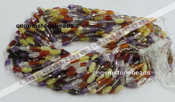 CMQ25 15.5 inches 6*12mm faceted rice multicolor quartz beads