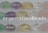 CMQ250 15.5 inches 8*12mm faceted rice multicolor quartz beads