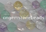 CMQ254 15.5 inches 10*10mm faceted diamond multicolor quartz beads