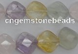 CMQ255 15.5 inches 14*14mm faceted diamond multicolor quartz beads