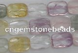 CMQ258 15.5 inches 10*14mm faceted rectangle multicolor quartz beads