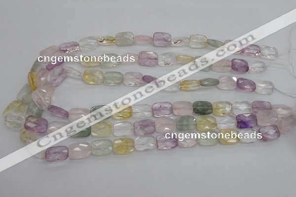 CMQ258 15.5 inches 10*14mm faceted rectangle multicolor quartz beads