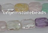 CMQ259 15.5 inches 12*16mm faceted rectangle multicolor quartz beads