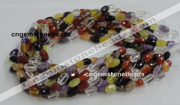 CMQ26 15.5 inches 8*12mm faceted rice multicolor quartz beads