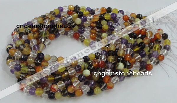 CMQ31 15.5 inches 6mm faceted round multicolor quartz beads