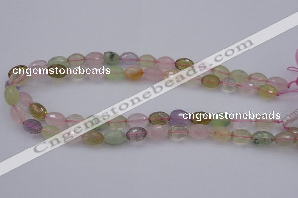 CMQ318 15.5 inches 10*14mm faceted rice mixed quartz beads