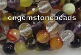 CMQ32 15.5 inches 8mm faceted round multicolor quartz beads