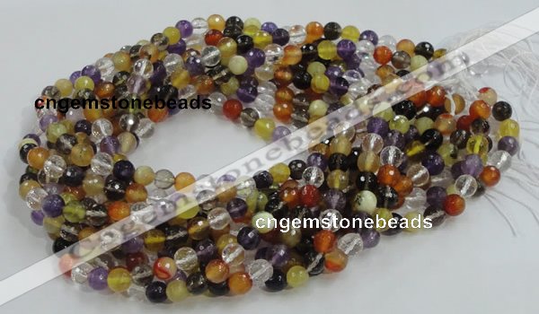 CMQ32 15.5 inches 8mm faceted round multicolor quartz beads