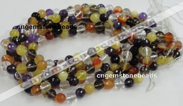 CMQ33 15.5 inches 10mm faceted round multicolor quartz beads