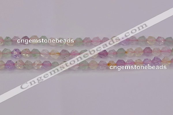 CMQ367 15.5 inches 8mm faceted nuggets mixed quartz beads