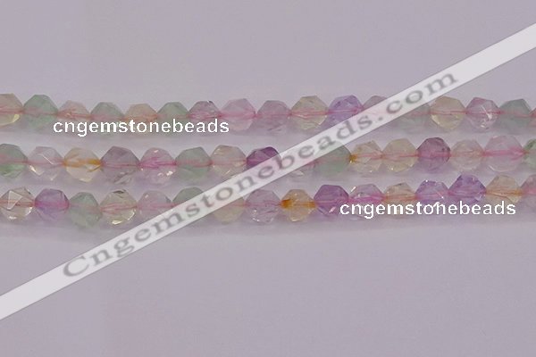 CMQ369 15.5 inches 12mm faceted nuggets mixed quartz beads