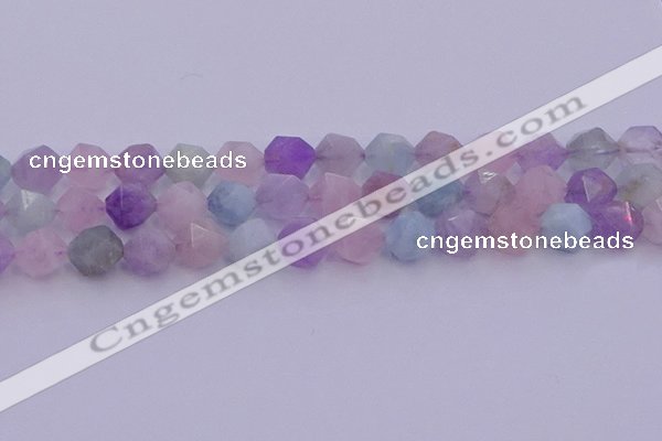 CMQ383 15.5 inches 10mm faceted nuggets mixed quartz beads