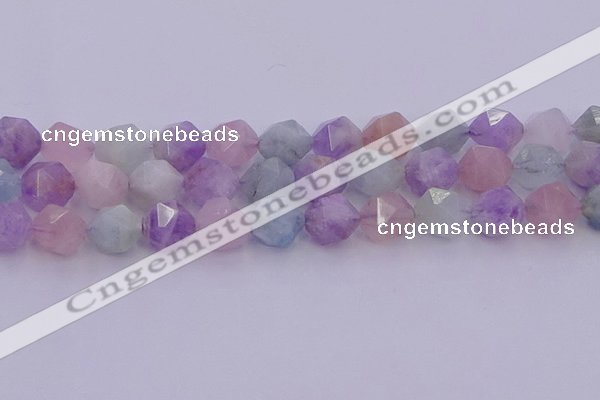 CMQ384 15.5 inches 12mm faceted nuggets mixed quartz beads