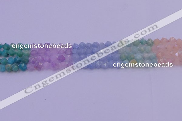 CMQ391 15.5 inches 6mm faceted nuggets mixed quartz beads