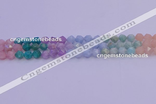 CMQ393 15.5 inches 10mm faceted nuggets mixed quartz beads