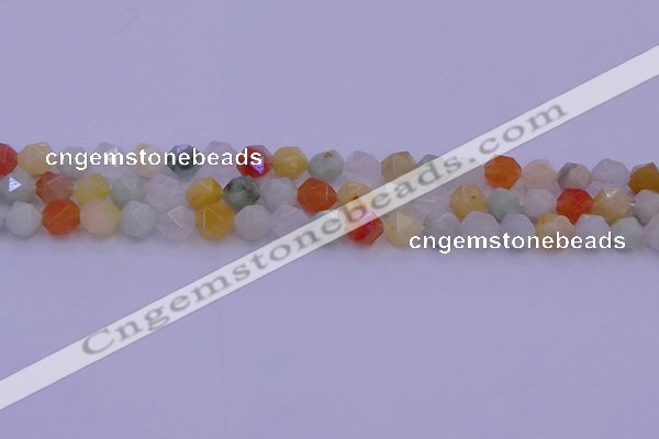 CMQ412 15.5 inches 8mm faceted nuggets mixed jade beads