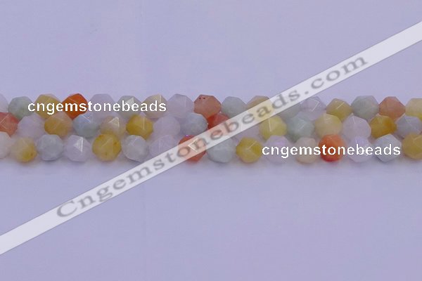 CMQ413 15.5 inches 10mm faceted nuggets mixed jade beads