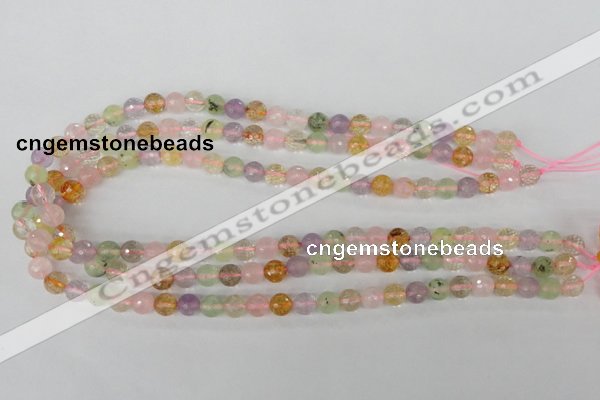 CMQ52 15.5 inches 8mm faceted round multicolor quartz beads