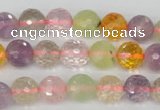 CMQ53 15.5 inches 10mm faceted round multicolor quartz beads