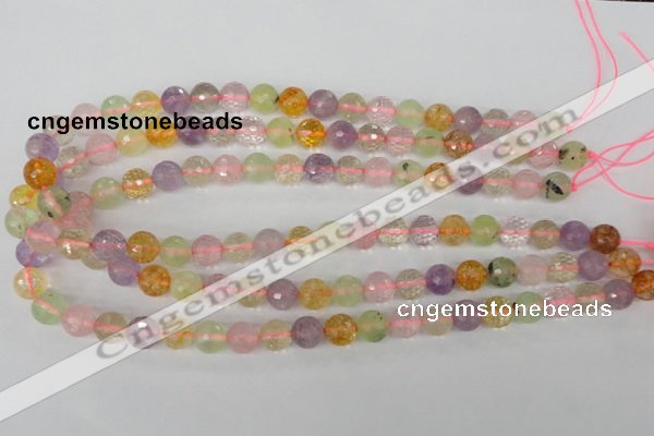 CMQ53 15.5 inches 10mm faceted round multicolor quartz beads