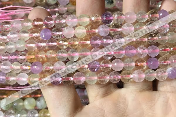 CMQ530 15.5 inches 6mm faceted round colorfull quartz beads