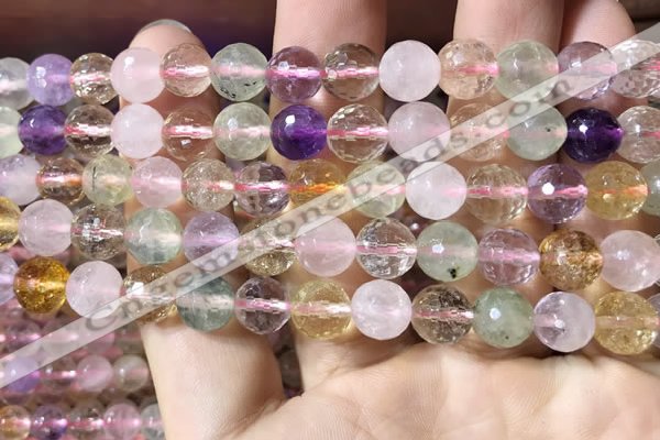 CMQ531 15.5 inches 8mm faceted round colorfull quartz beads