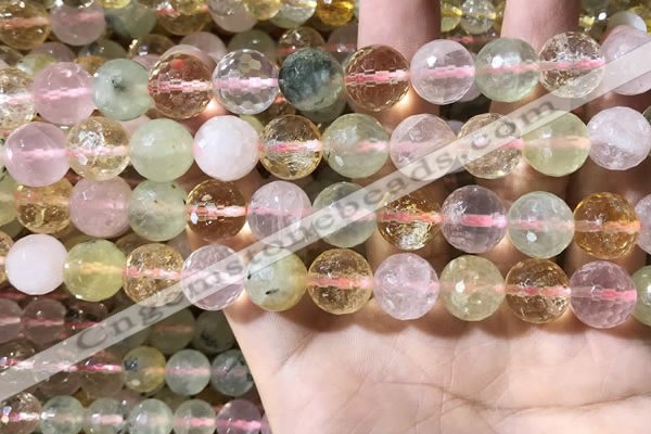 CMQ536 15.5 inches 12mm faceted round colorfull quartz beads