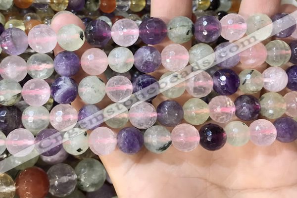 CMQ538 15.5 inches 10mm faceted round colorfull quartz beads