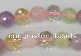 CMQ54 15.5 inches 12mm faceted round multicolor quartz beads