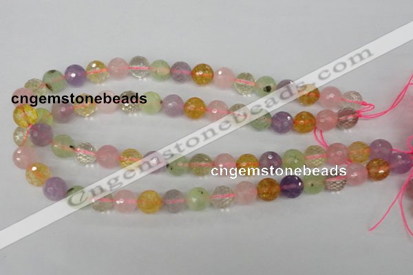 CMQ54 15.5 inches 12mm faceted round multicolor quartz beads