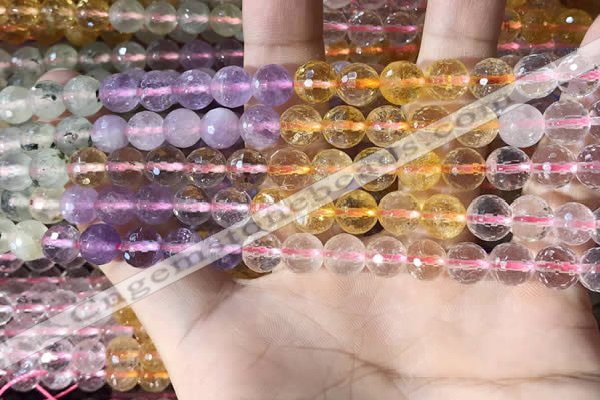 CMQ543 15.5 inches 8mm faceted round colorfull quartz beads