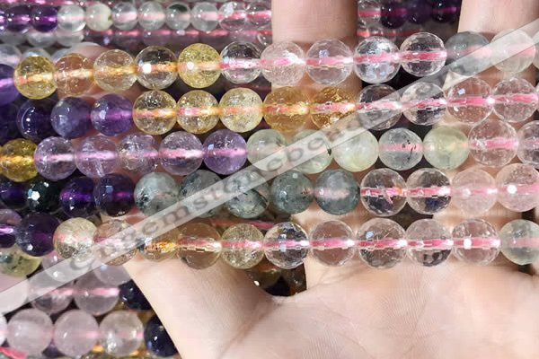 CMQ544 15.5 inches 8mm faceted round colorfull quartz beads