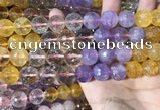 CMQ547 15.5 inches 14mm faceted round colorfull quartz beads