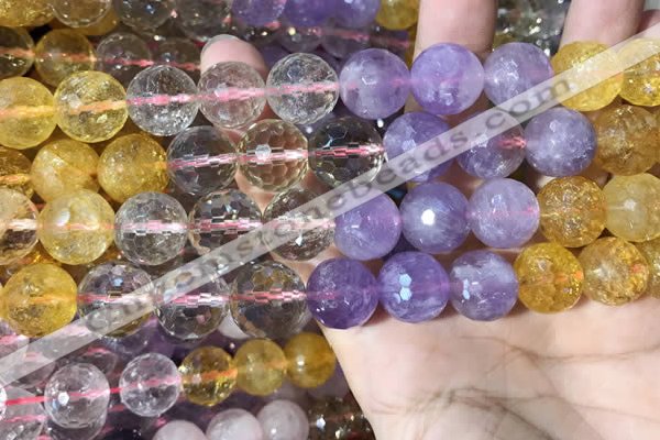 CMQ547 15.5 inches 14mm faceted round colorfull quartz beads