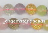 CMQ55 15.5 inches 14mm faceted round multicolor quartz beads