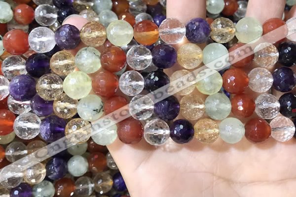 CMQ553 15.5 inches 10mm faceted round colorfull quartz beads