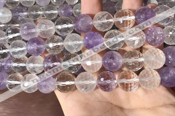 CMQ558 15.5 inches 14mm faceted round colorfull quartz beads