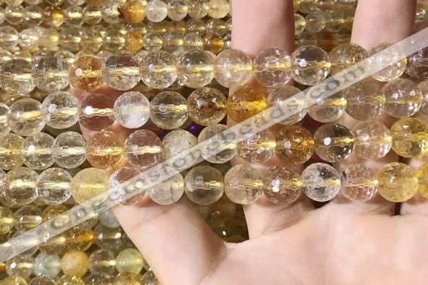 CMQ562 15.5 inches 10mm faceted round citrine gemstone beads