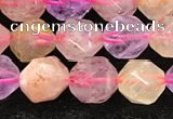 CMQ566 15.5 inches 8mm faceted nuggets mixed quartz beads