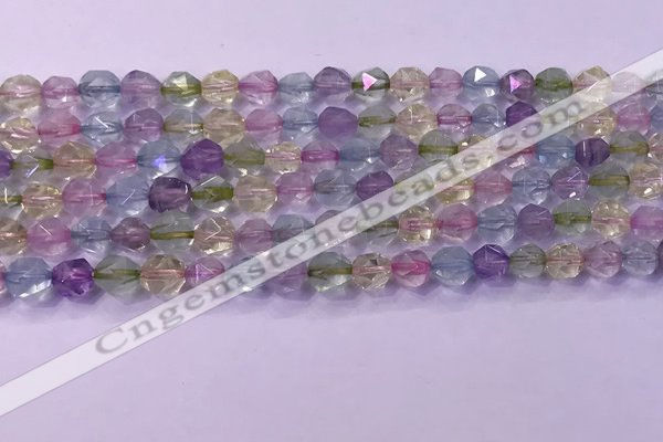 CMQ575 15.5 inches 6mm faceted round mixed quartz beads