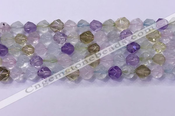 CMQ577 15.5 inches 10mm faceted round mixed quartz beads