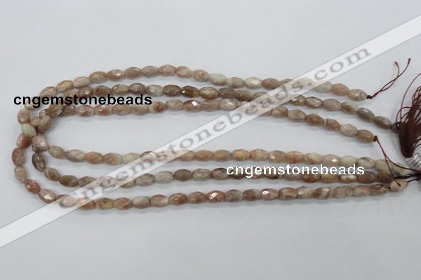 CMS100 15.5 inches 6*9mm faceted rice moonstone gemstone beads