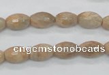 CMS101 15.5 inches 8*12mm faceted rice moonstone gemstone beads