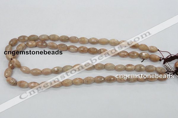 CMS101 15.5 inches 8*12mm faceted rice moonstone gemstone beads