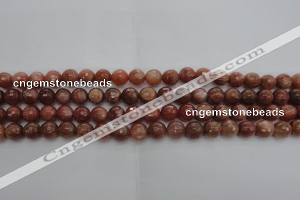 CMS1012 15.5 inches 8mm faceted round AA grade moonstone beads