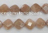 CMS105 15.5 inches 10*10mm faceted diamond moonstone gemstone beads