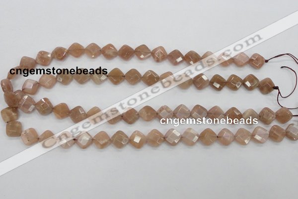 CMS105 15.5 inches 10*10mm faceted diamond moonstone gemstone beads