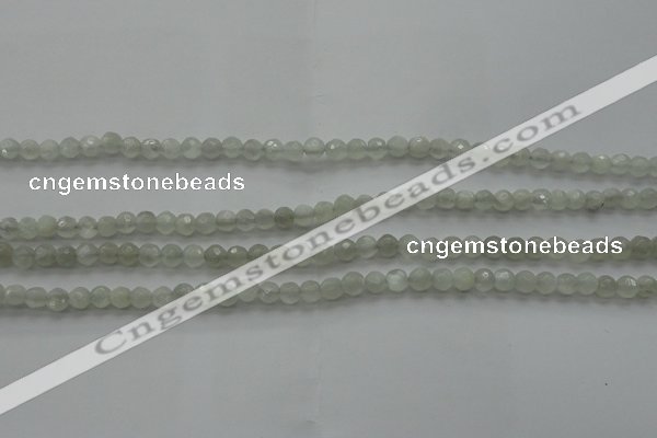 CMS1054 15.5 inches 4mm faceted round grey moonstone beads wholesale